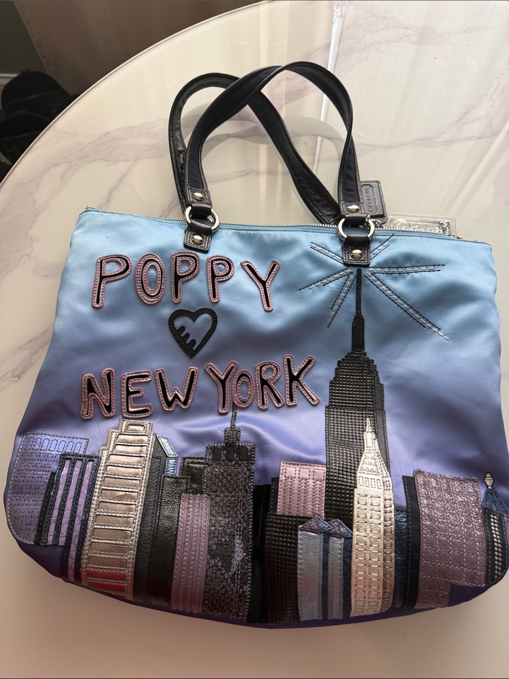 Coach Poppy Ombre Cityscape Tote - Blue & Purple with Collectible Hangtag